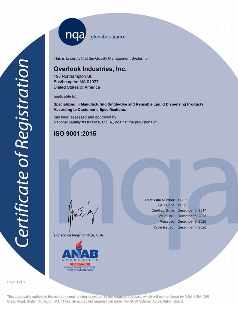 Overlook ISO 9001(2015) Certificate